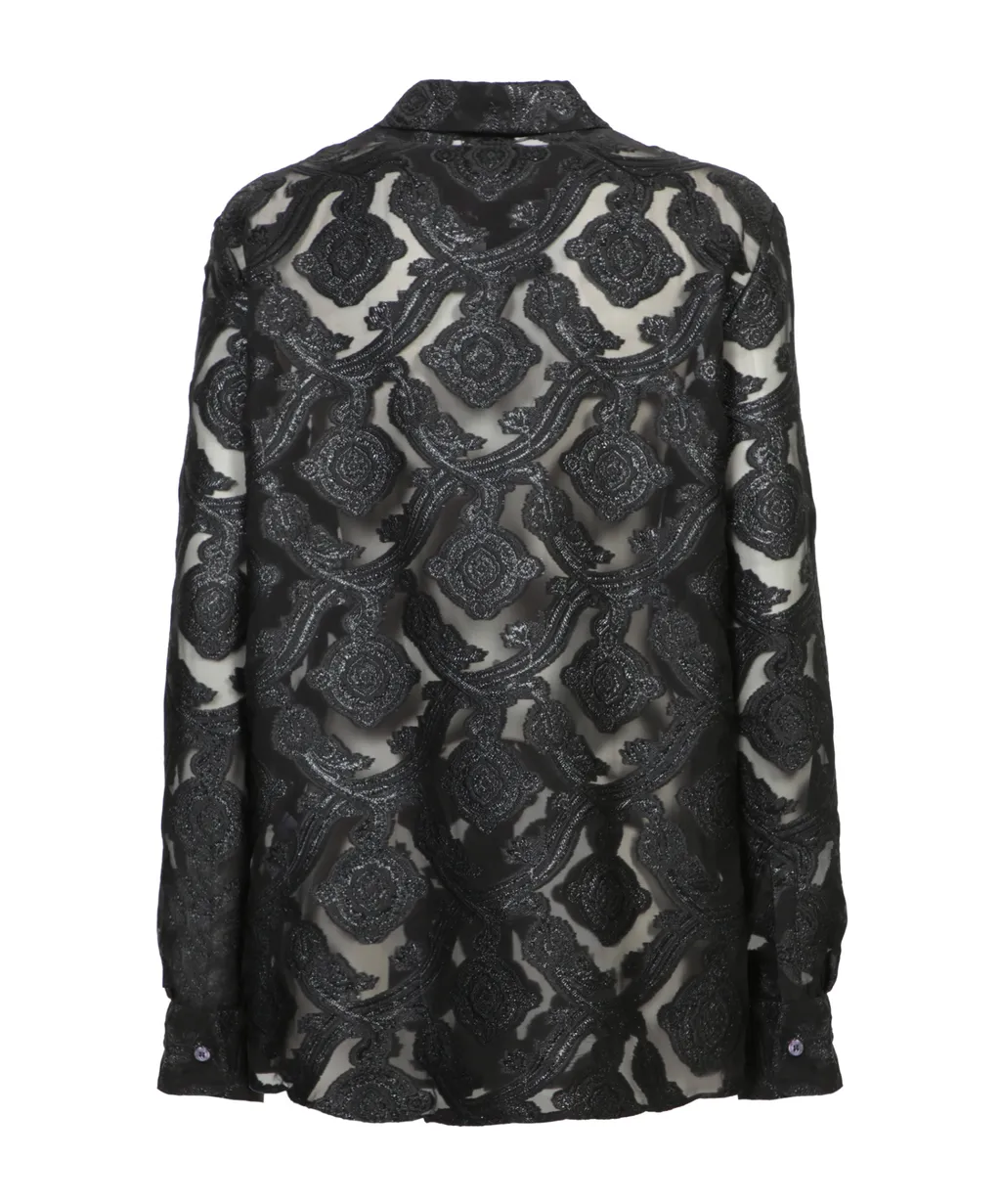 Floral Embroidered Buttoned Shirt