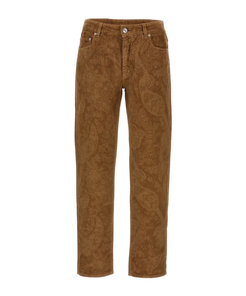 Paisley Printed Velvet Trousers