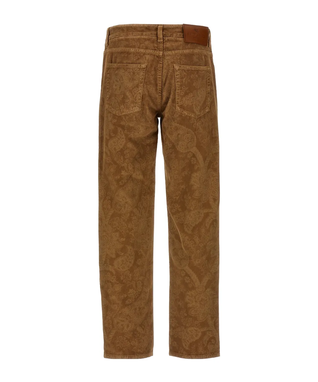Paisley Printed Velvet Trousers