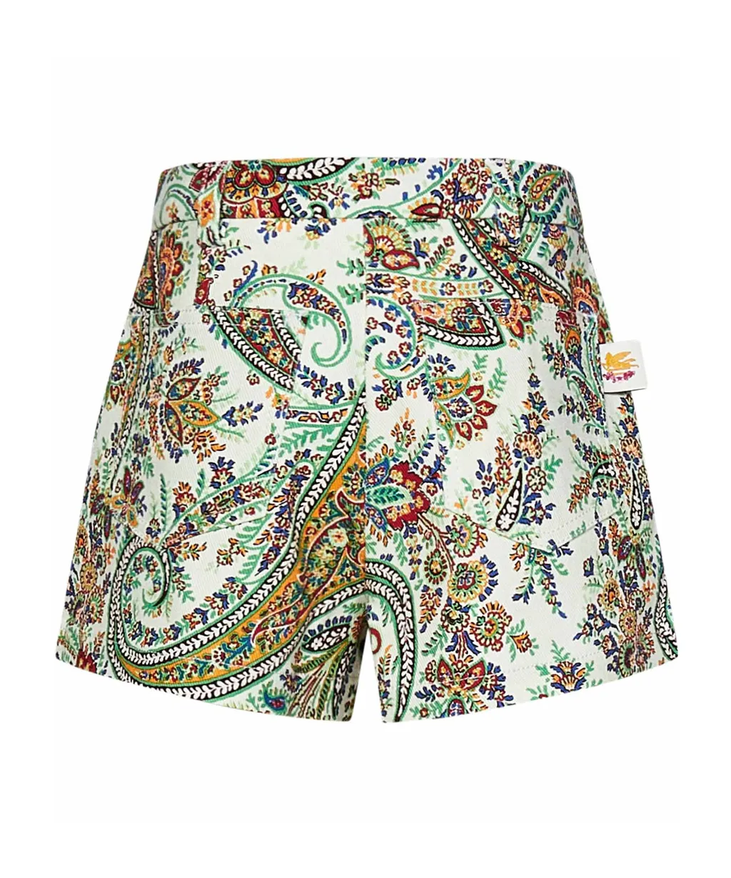 Paisley-Print Logo Tag Shorts
