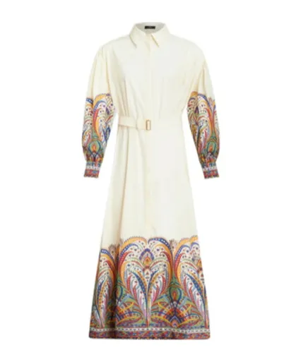 Paisley Printed Belted Shirt Dress