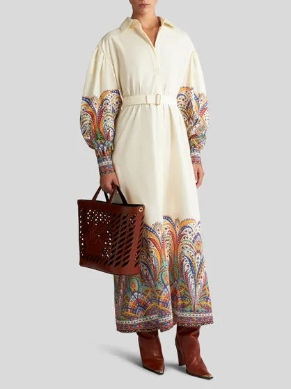 Paisley Printed Belted Shirt Dress