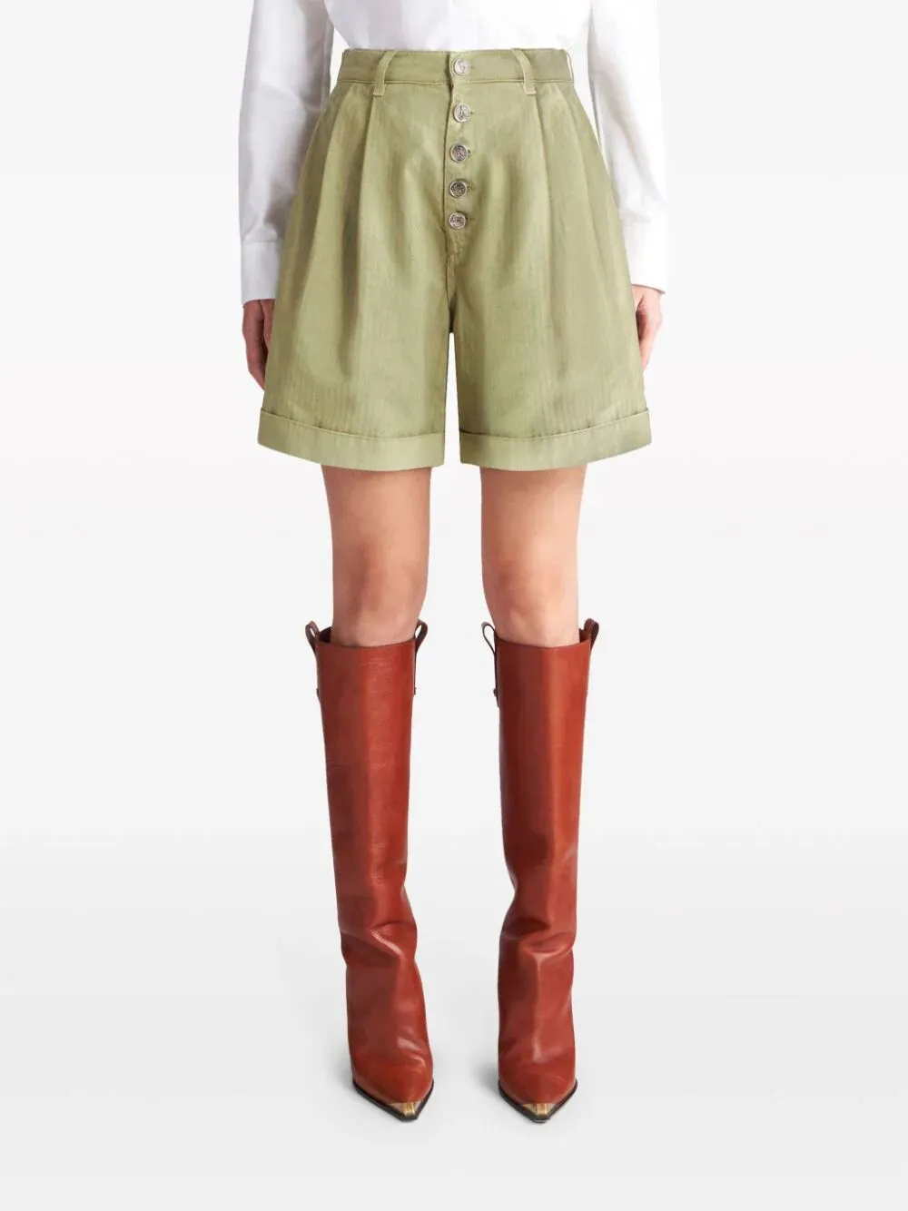 Chevron High-Waist Bermuda Shorts