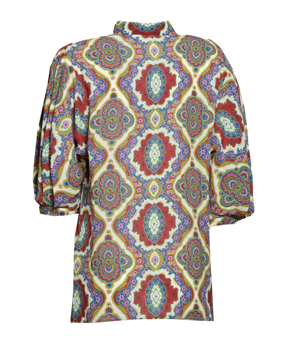Graphic Printed Straight Hem Cady Blouse, 2