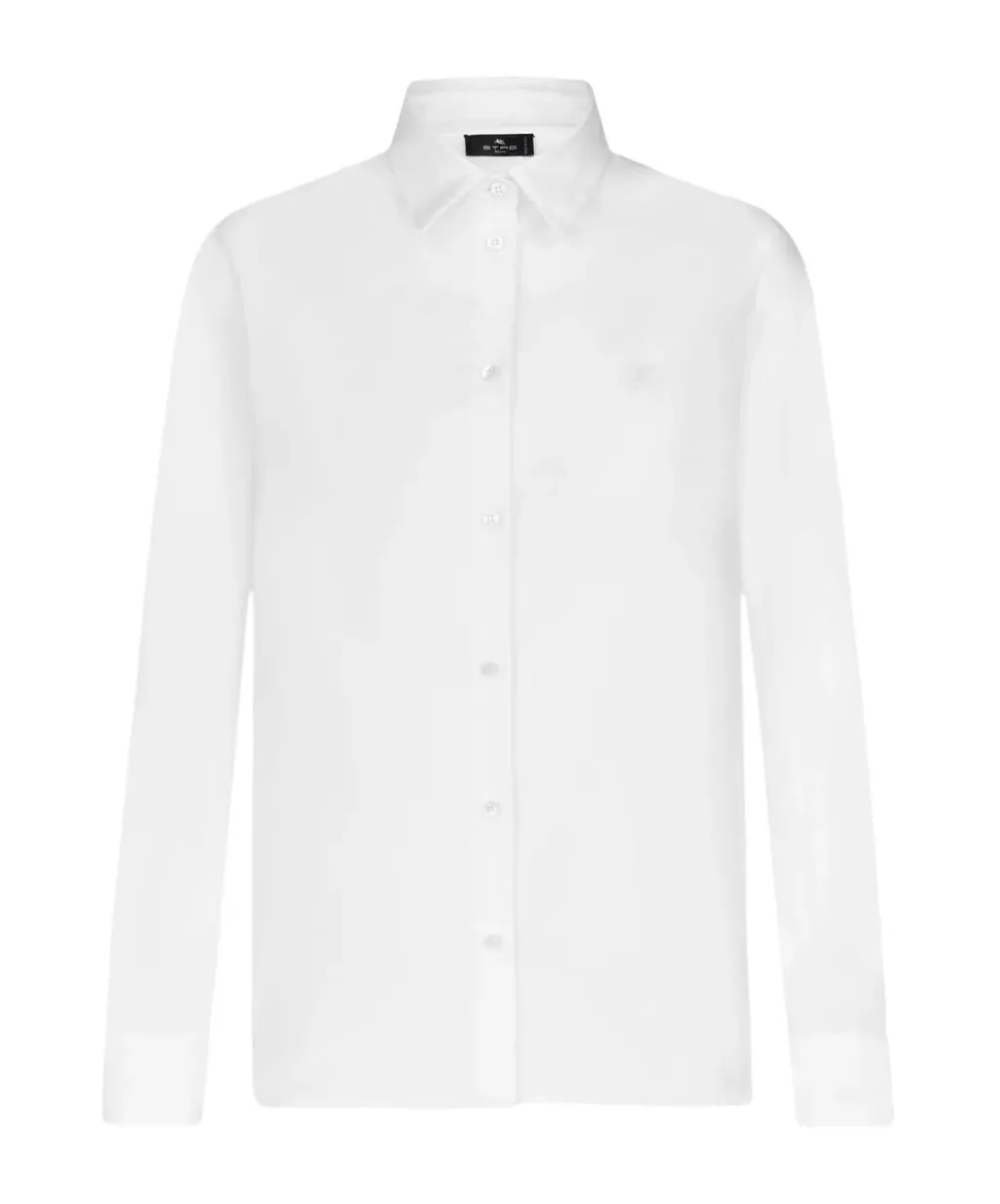 Pegaso-Embroidered Straight Hem Shirt
