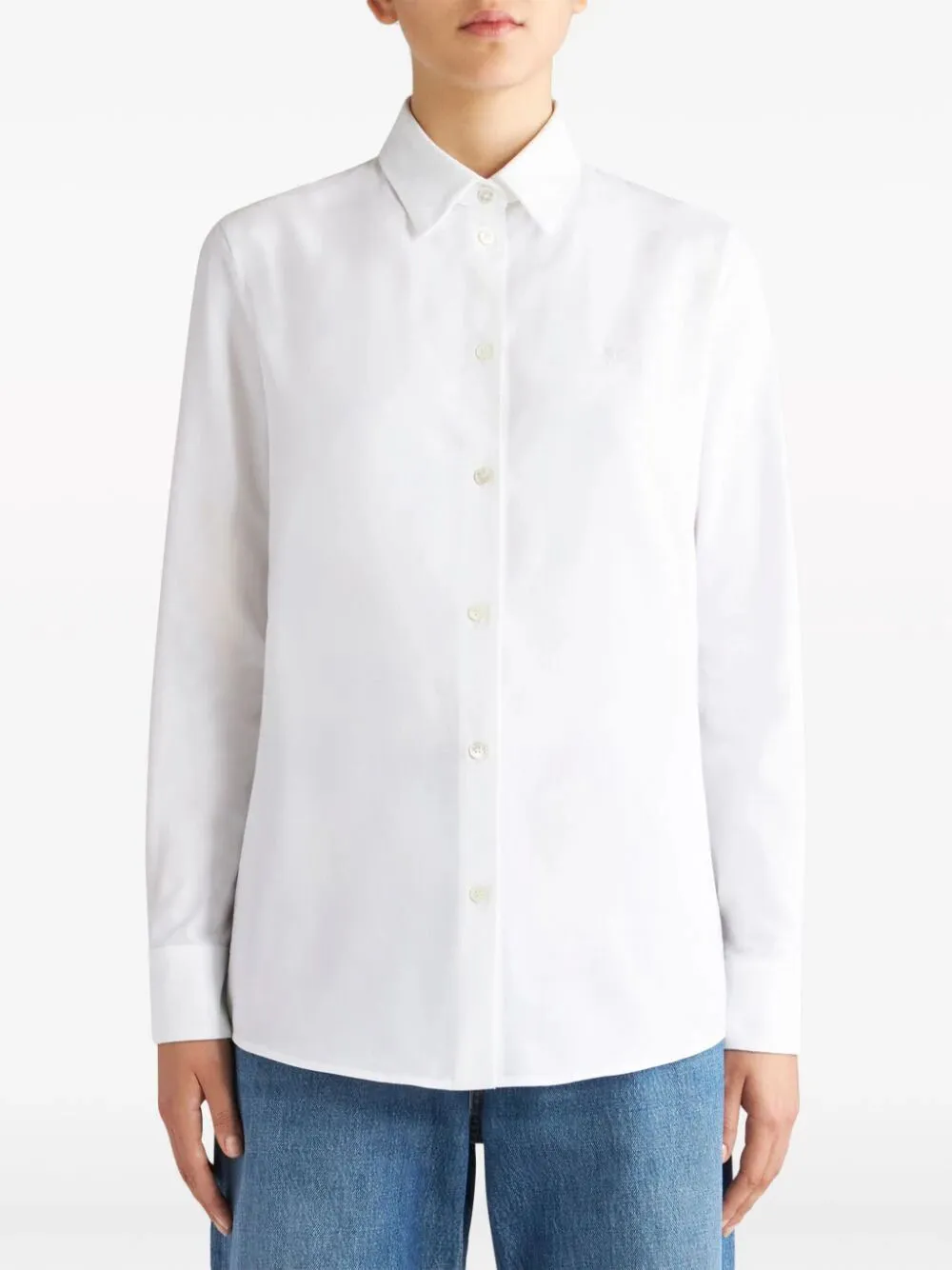 Pegaso-Embroidered Straight Hem Shirt