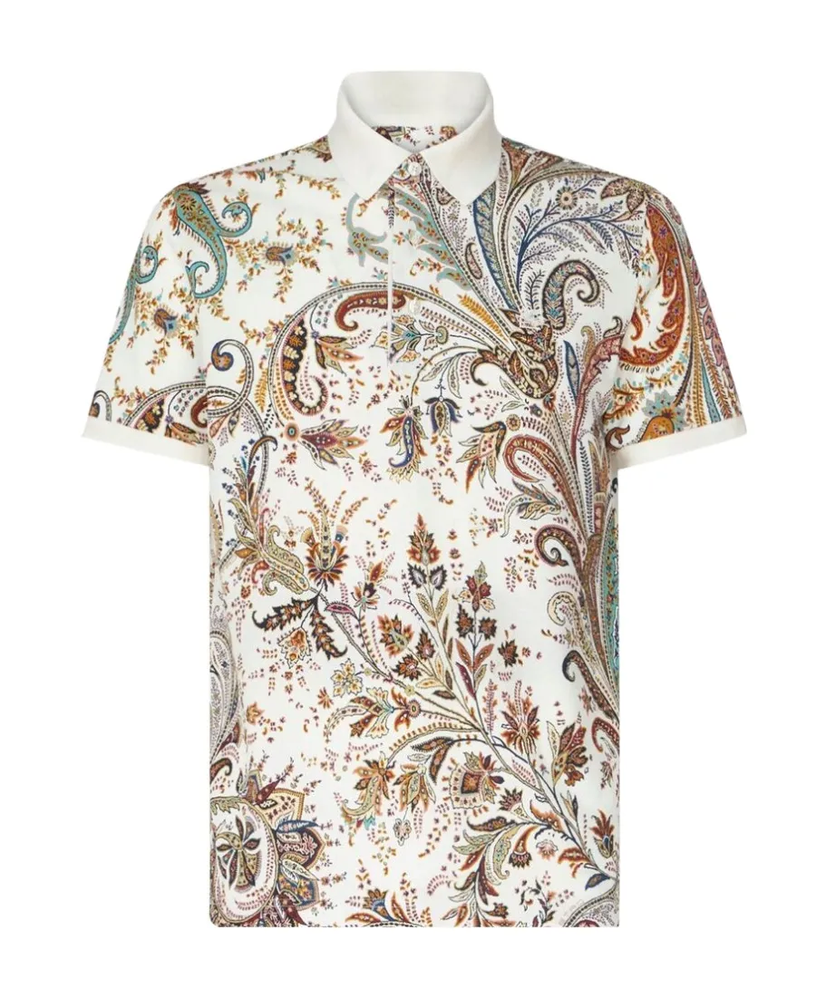 Paisley Printed Short-Sleeved Polo Shirt