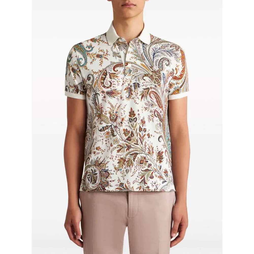 Paisley Printed Short-Sleeved Polo Shirt