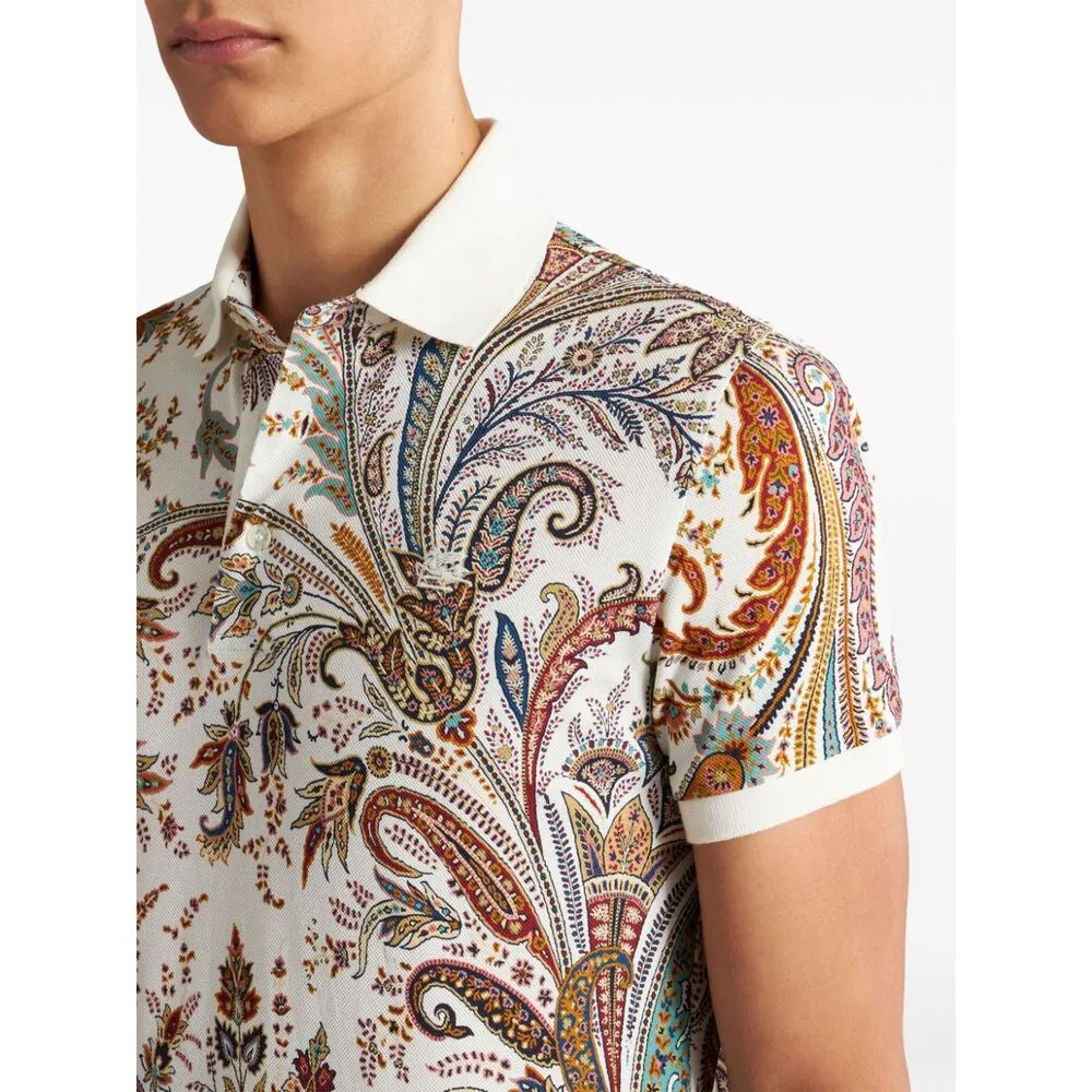 Paisley Printed Short-Sleeved Polo Shirt