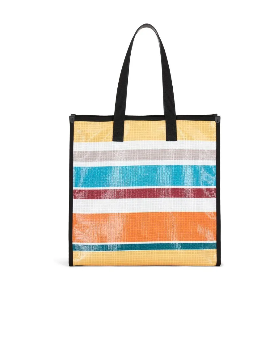 Logo Detailed Striped Tote Bag