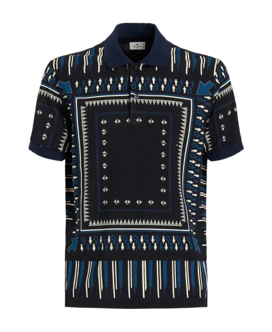 Graphic Printed Short-Sleeved Polo Shirt