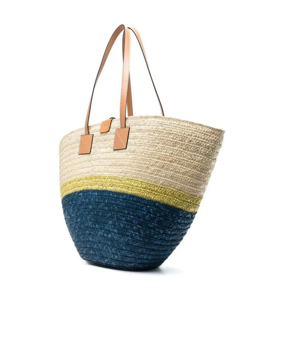 Logo Patch Straw Tote Bag