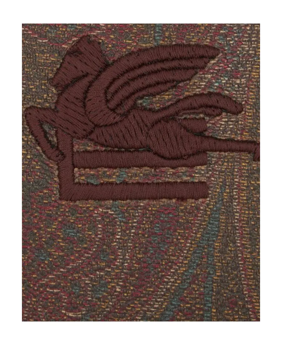 Logo Embroidered Paisley Print Card Holder