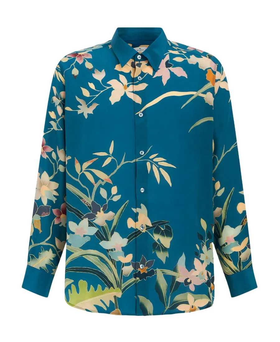 Floral Print Collared Button-Up Shirt