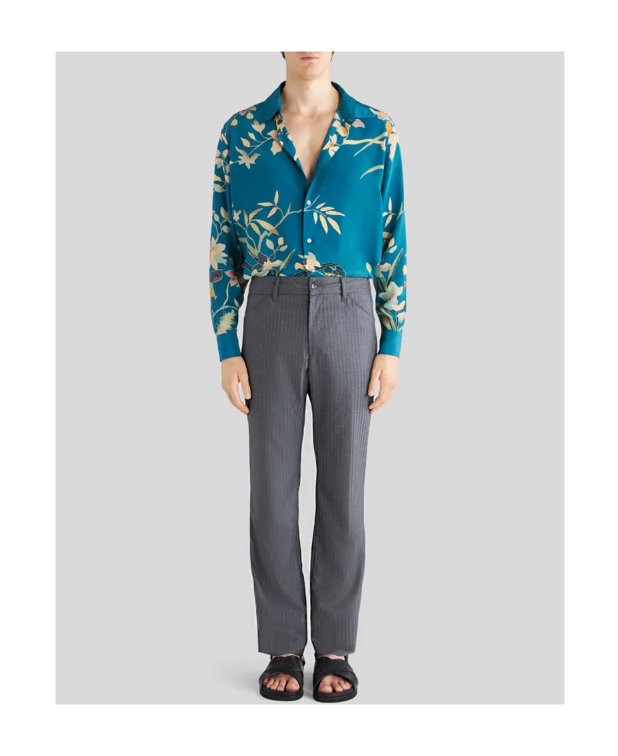 Floral Print Collared Button-Up Shirt
