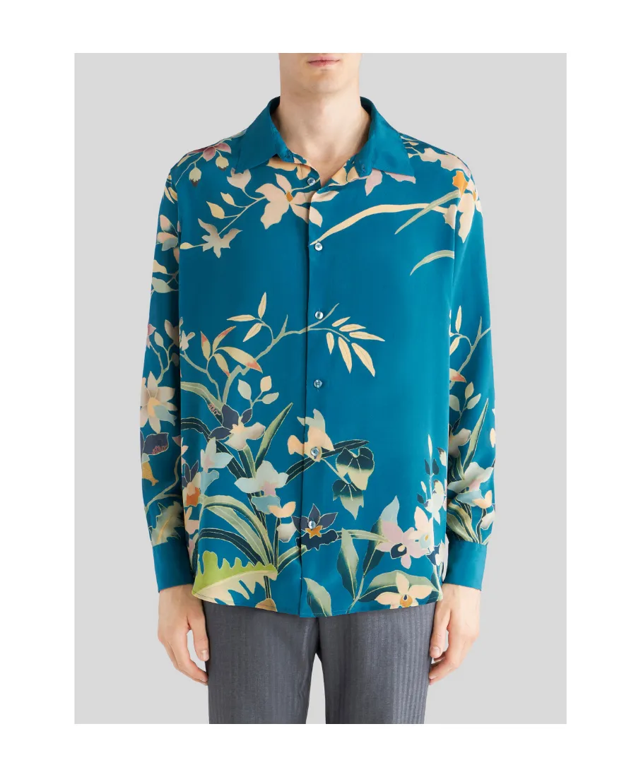 Floral Print Collared Button-Up Shirt