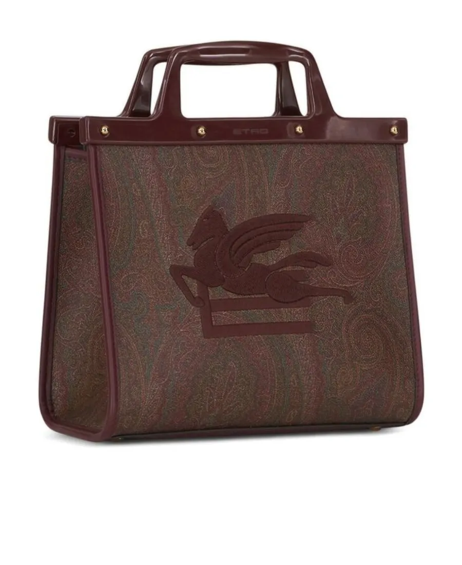 Logo Embroidered Paisley Tote Bag