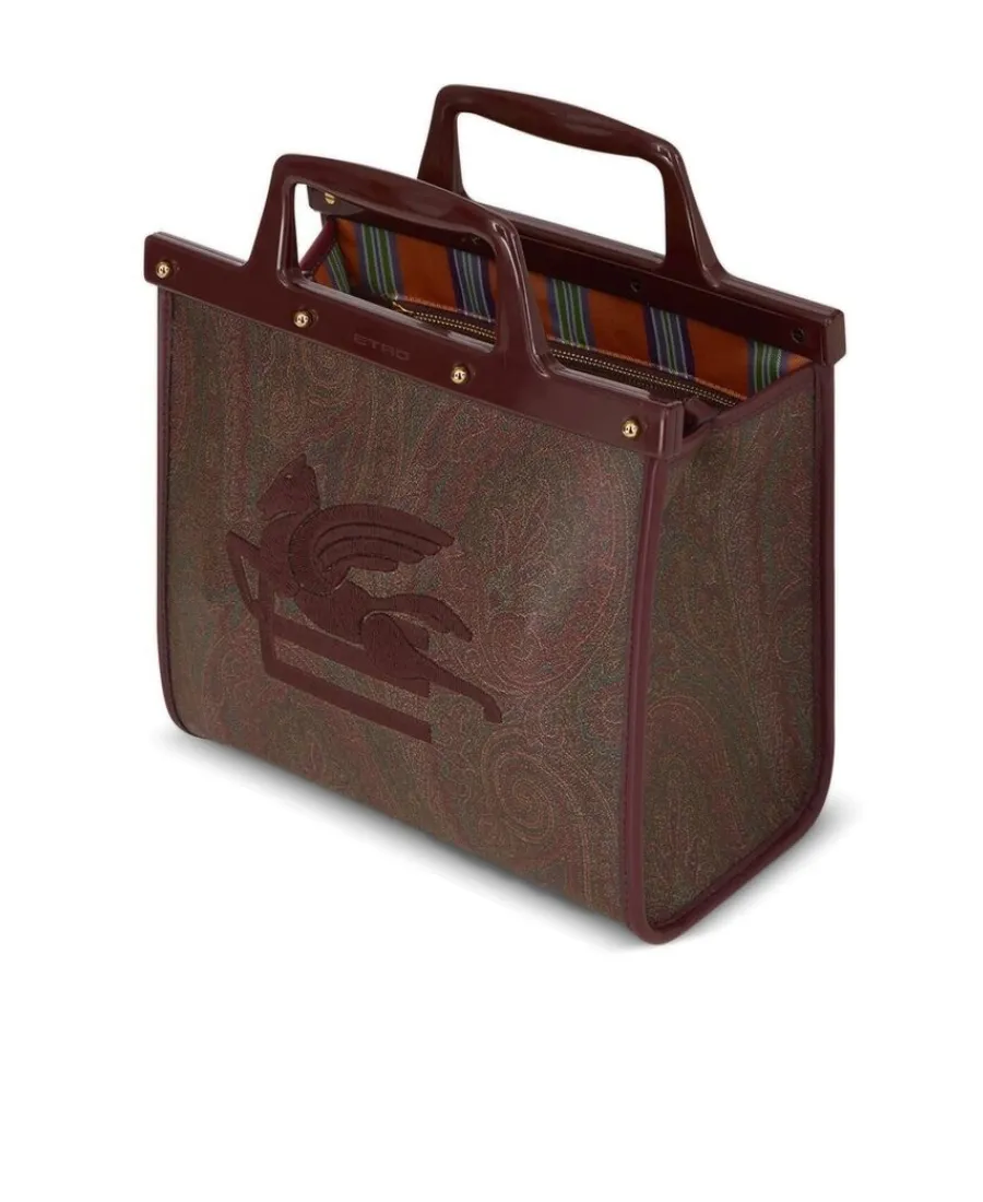 Logo Embroidered Paisley Tote Bag