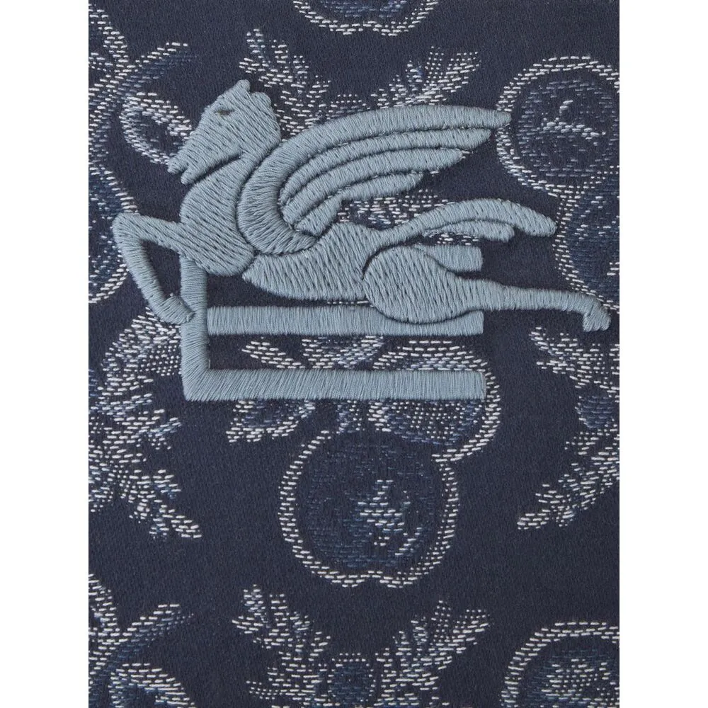 Logo Embroidered Floral Jacquard Clutch Bag