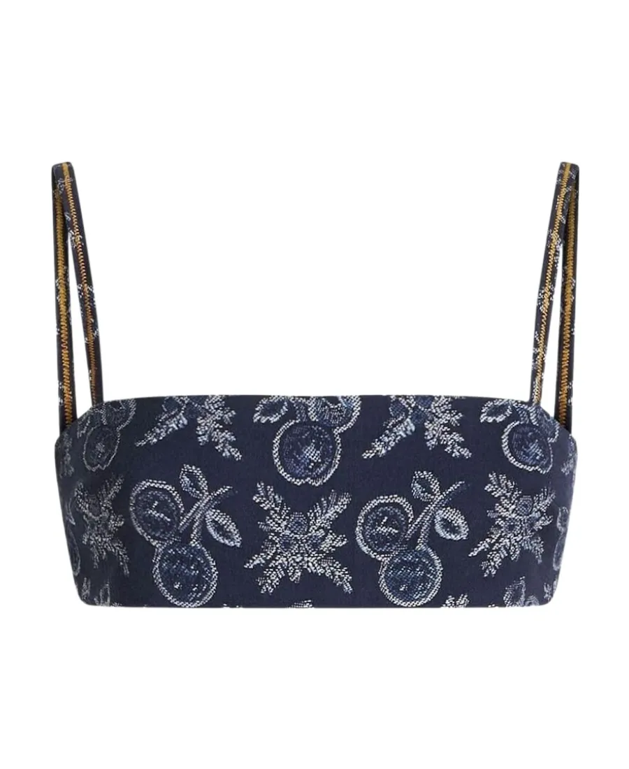 Patterned-Jacquard Spaghetti Strap Top