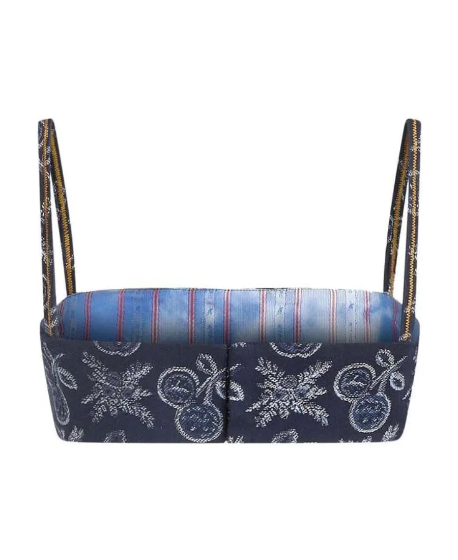 Patterned-Jacquard Spaghetti Strap Top