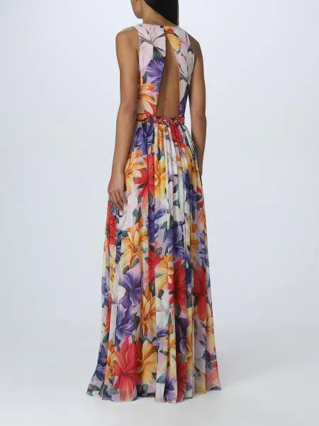 Floral-Print Silk Dress