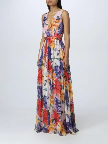 Floral-Print Silk Dress