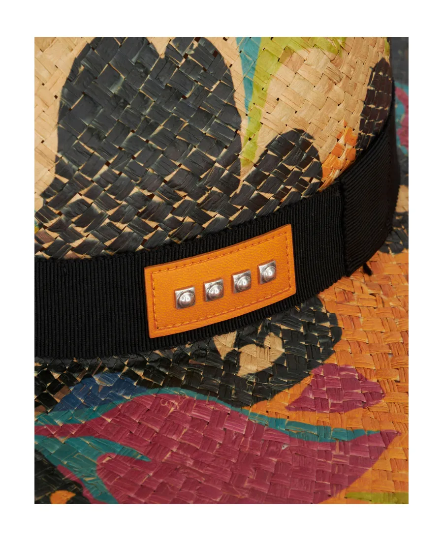 Floral Straw Hat With Micro Studs
