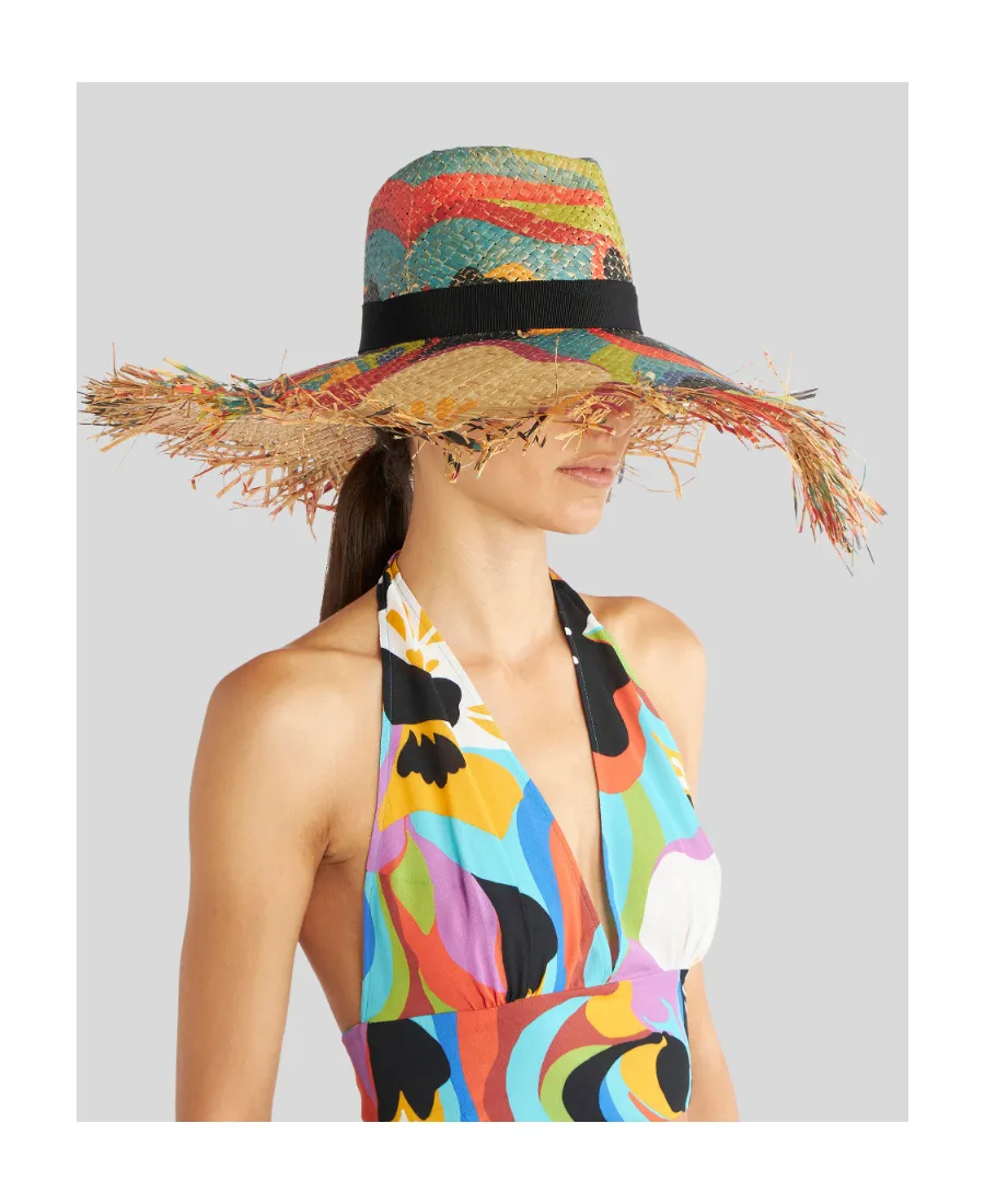 Floral Straw Hat With Micro Studs