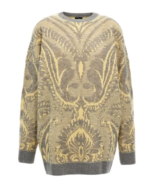 Paisley Pattern Oversized Knitted Jumper