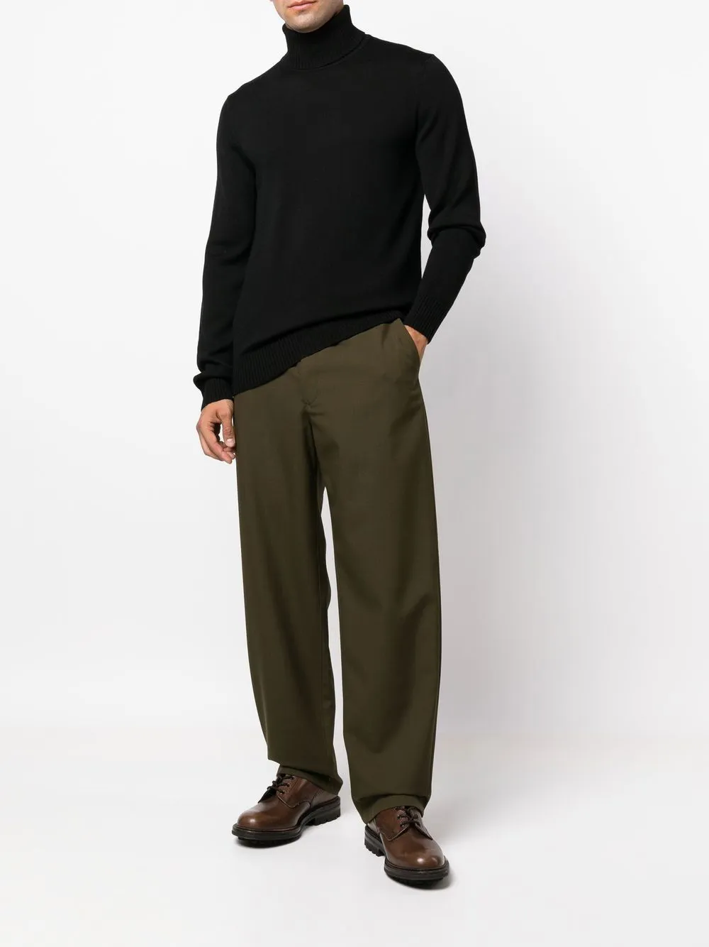 Roll-Neck Straight Hem Knitted Jumper