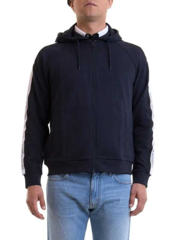 Logo Print Striped Casual Jacket