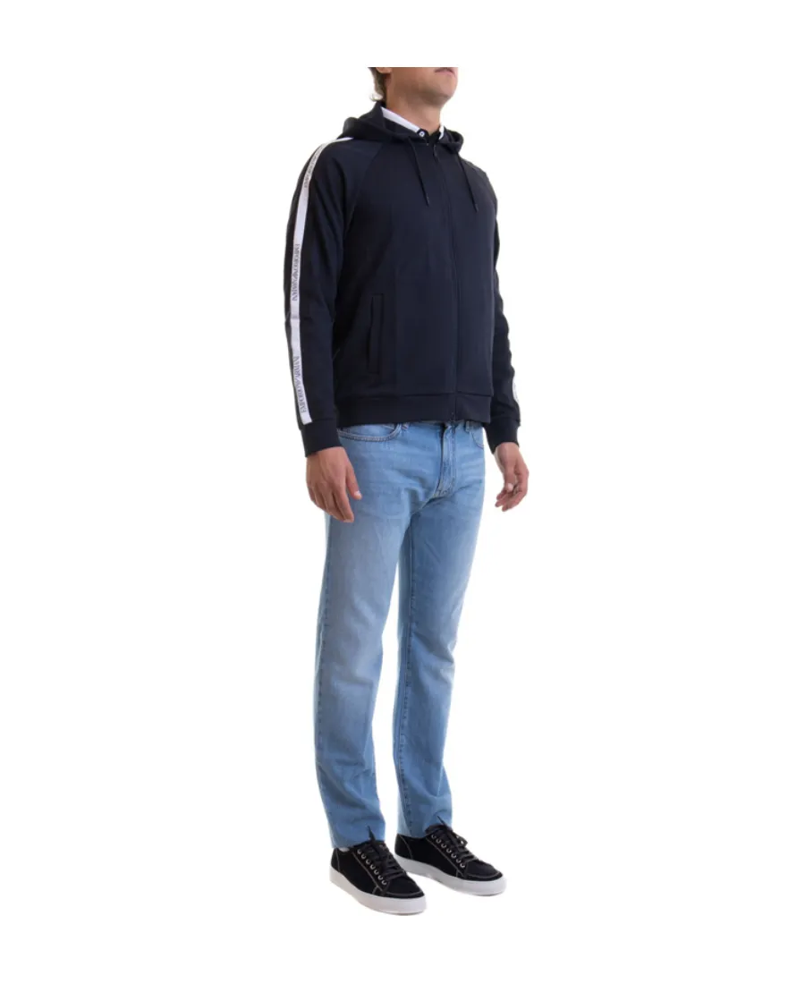 Logo Print Striped Casual Jacket