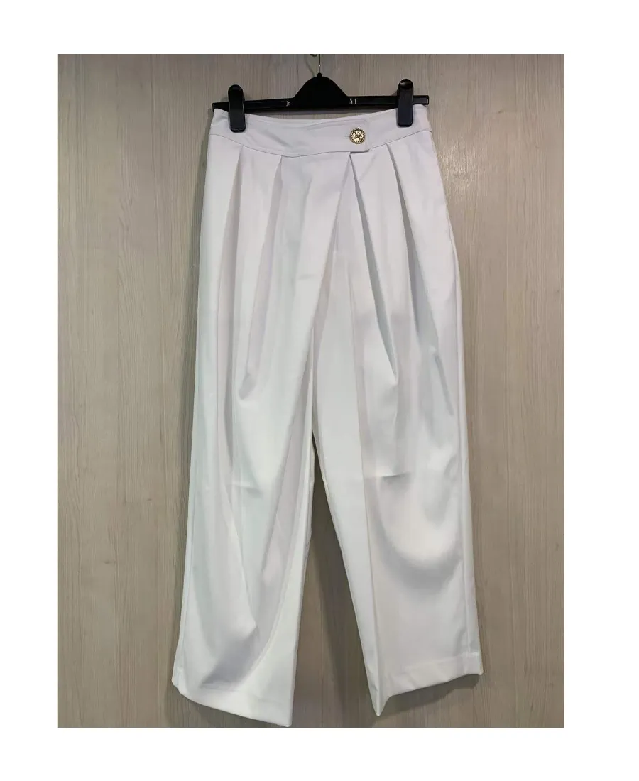 Logo Pleated High-Rise Casual Pants