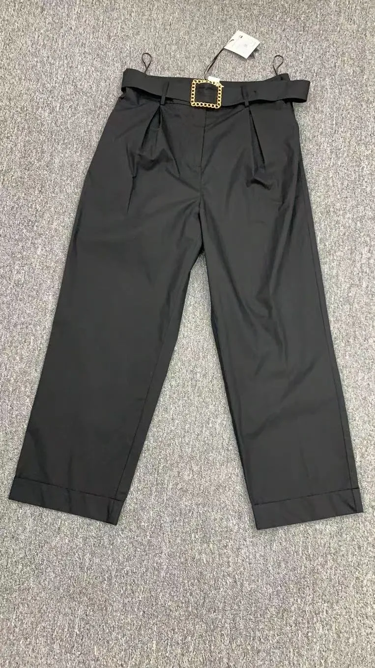 Buckle Belt Casual Pants