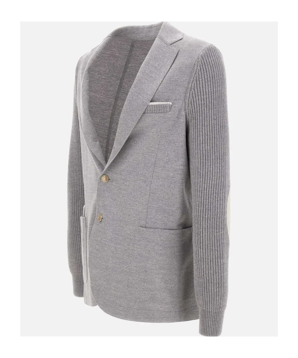 Ribbed Knit Blazer Jacket