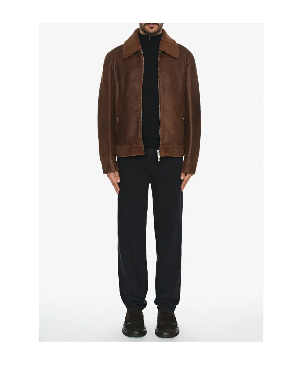Lapel Zipper Leather Jacket