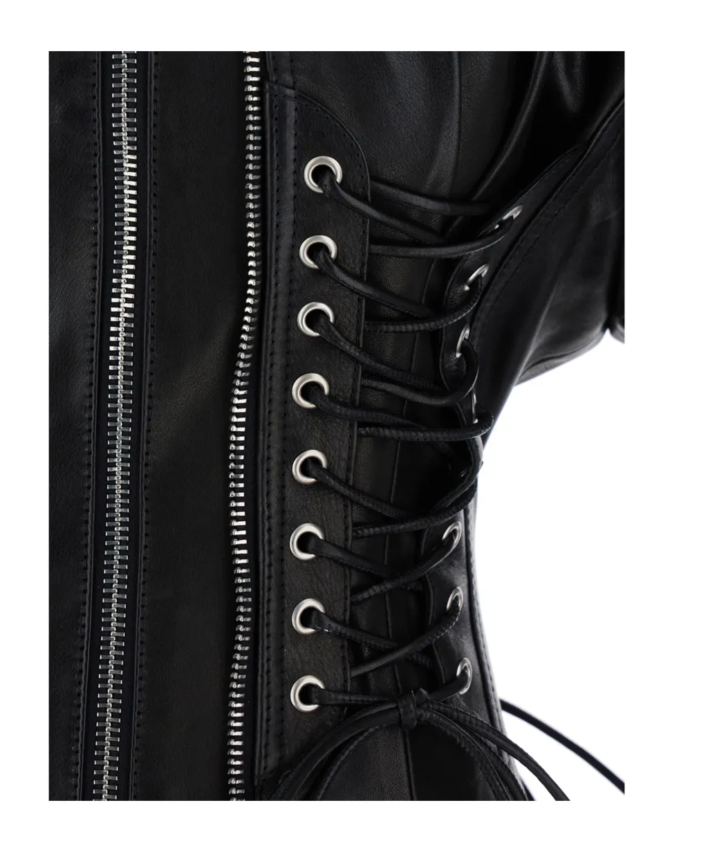 X Ducati Laced Leather Biker Bodysuit