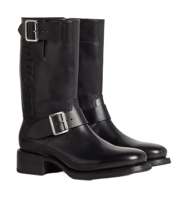 X Ducati Buckle Strap Biker Boots