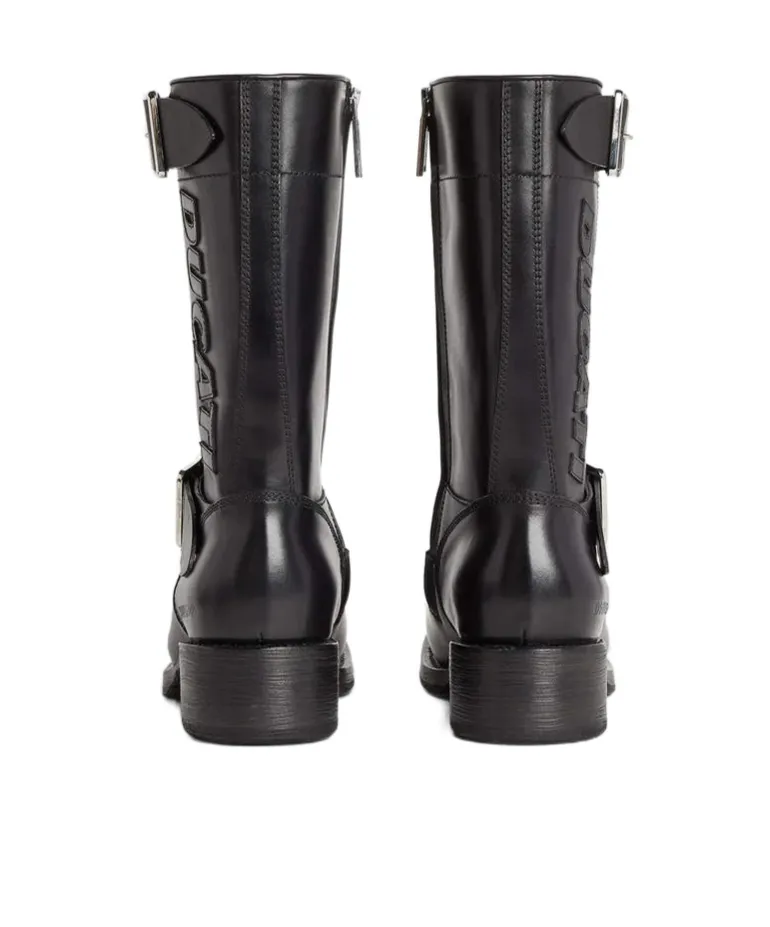 X Ducati Buckle Strap Biker Boots