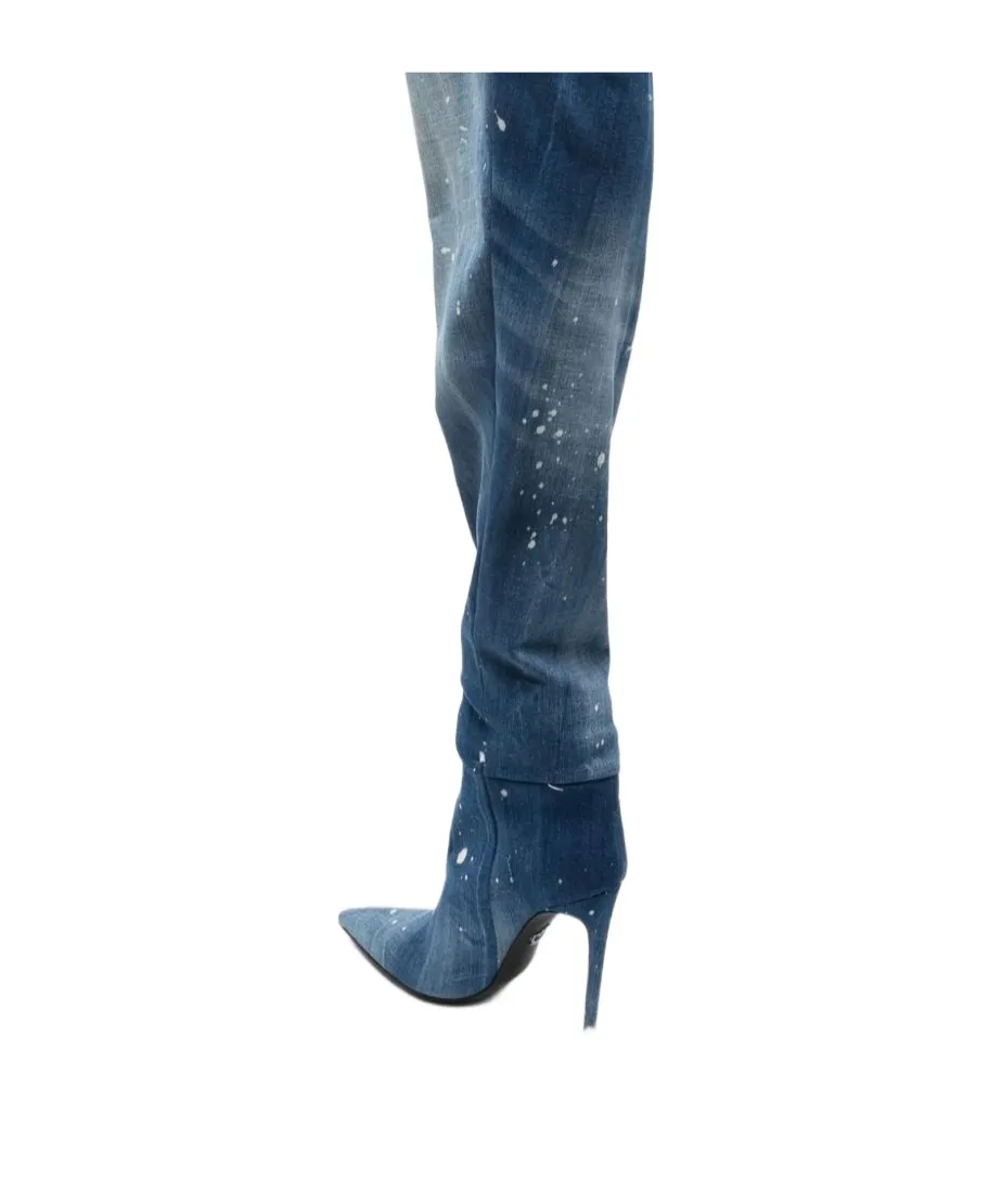 Heeled Denim Boots