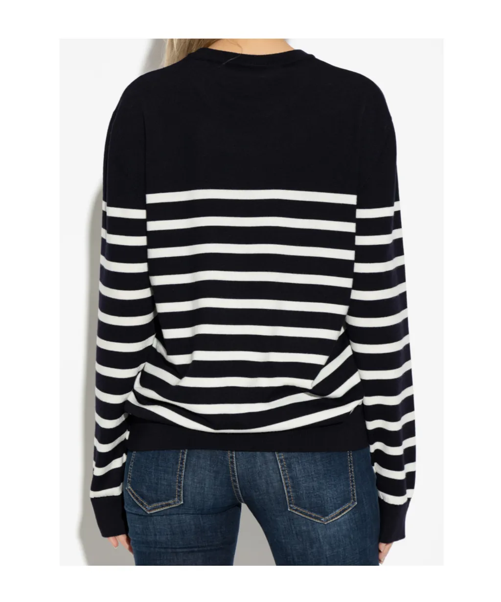 Striped-Pattern Wool Sweater