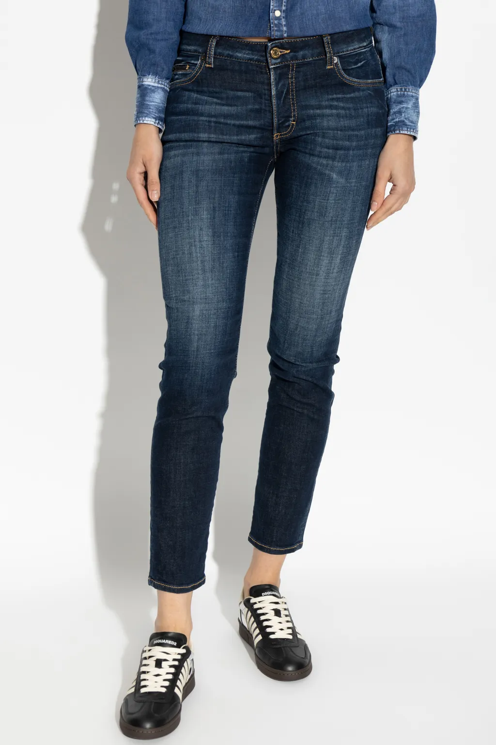 Logo Plaque Cropped Jeans
