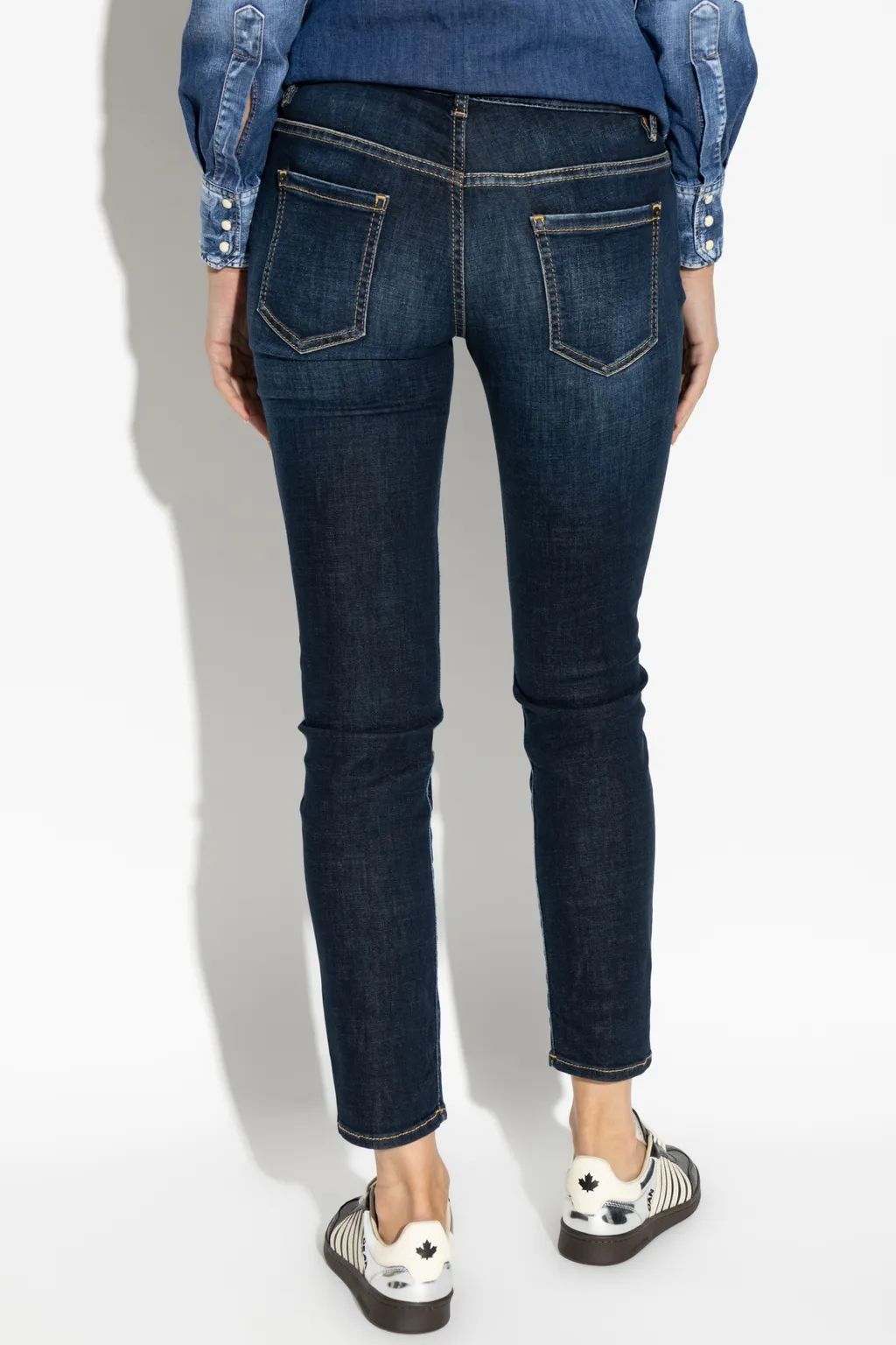 Logo Plaque Cropped Jeans