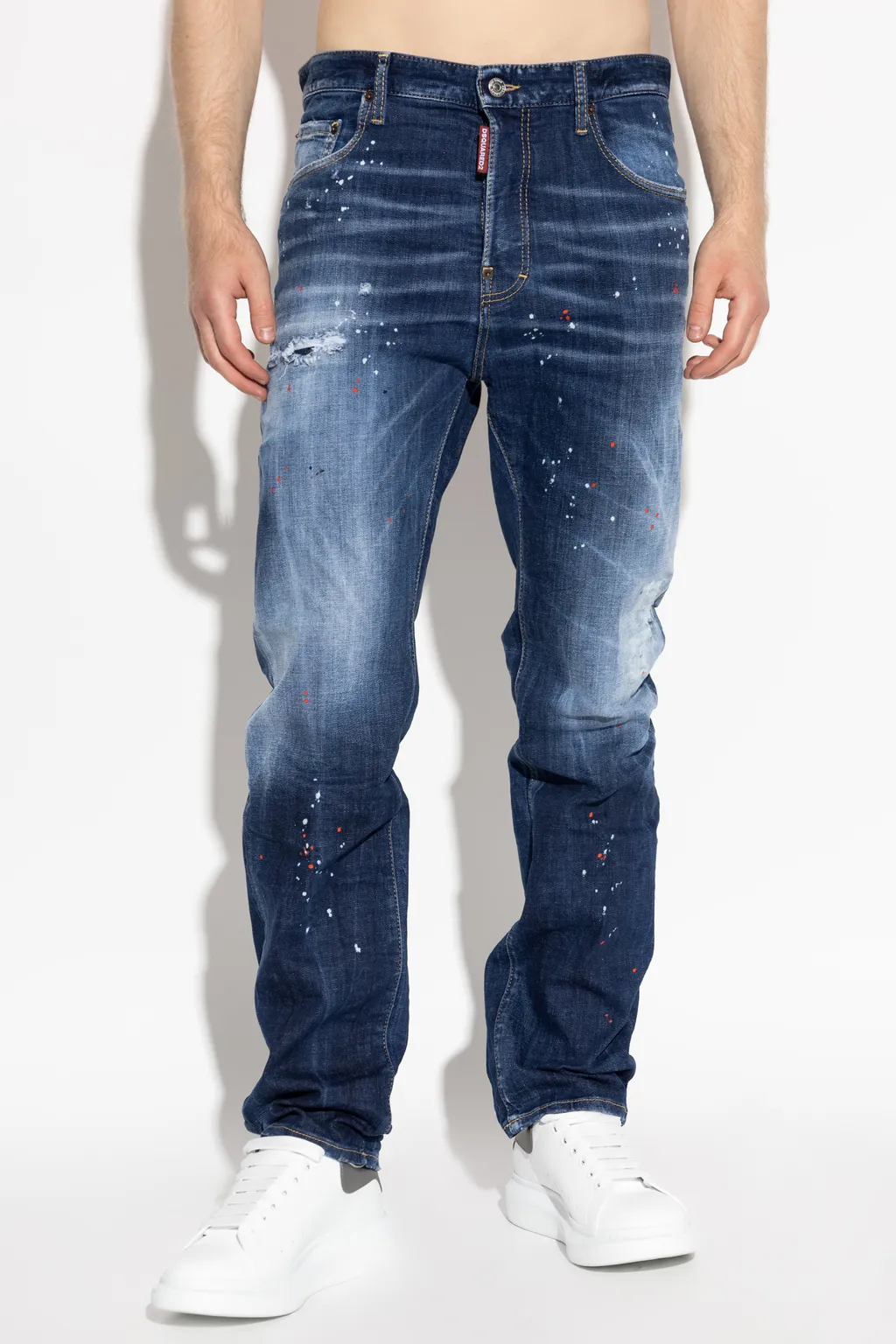 Distressed Straight-Leg Jeans