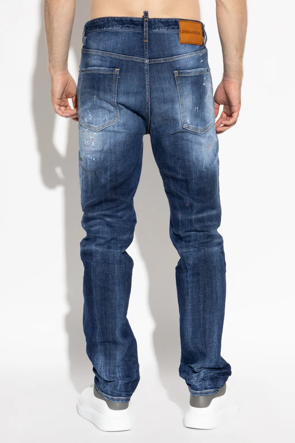Distressed Straight-Leg Jeans