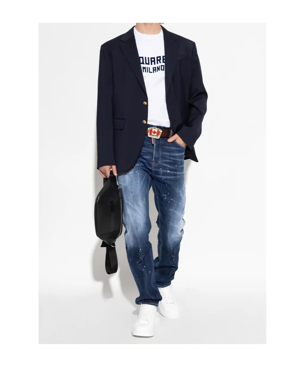 Distressed Straight-Leg Jeans