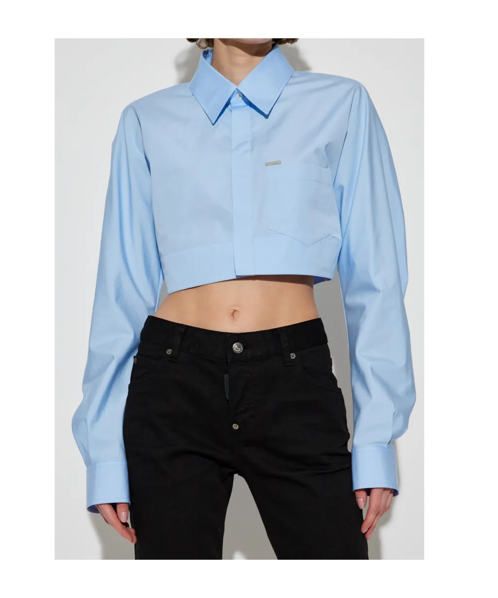 Pocket Detailed Cropped Shirt