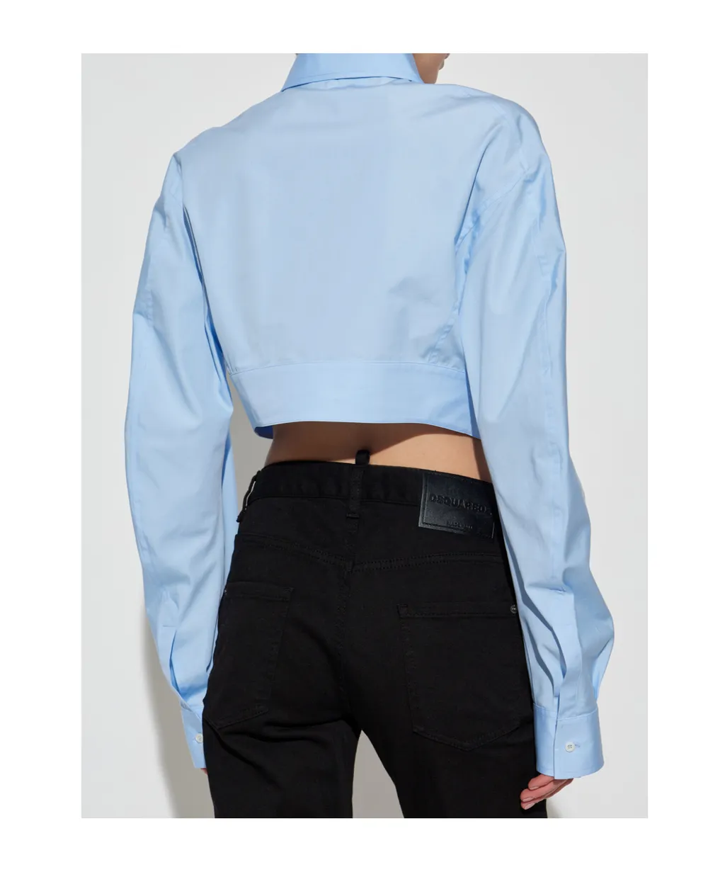 Pocket Detailed Cropped Shirt