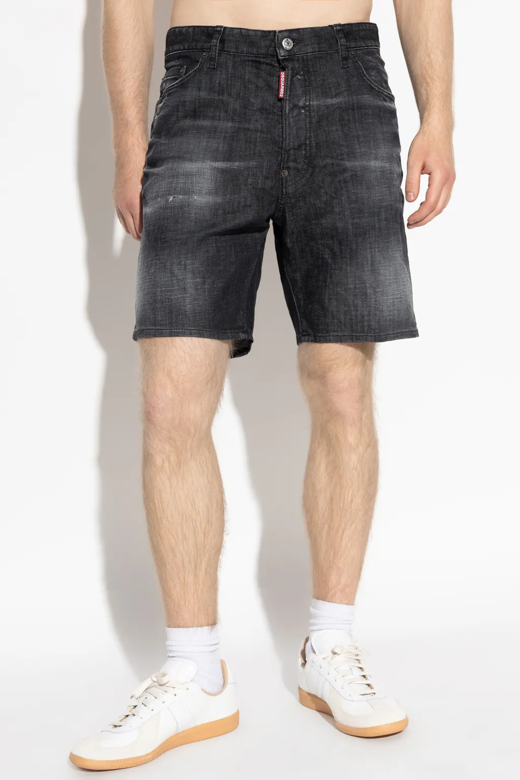 Washed Denim Shorts
